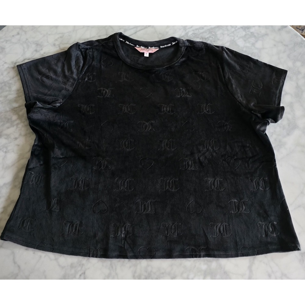 Juicy Couture JC Sleepwear Top Women's Size 2x Black‎ Velor